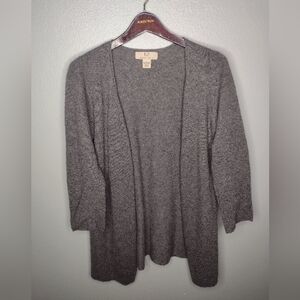 Magaschoni 100% Cashmere Open Front Cardigan Sweater Large Gray Capsule MM